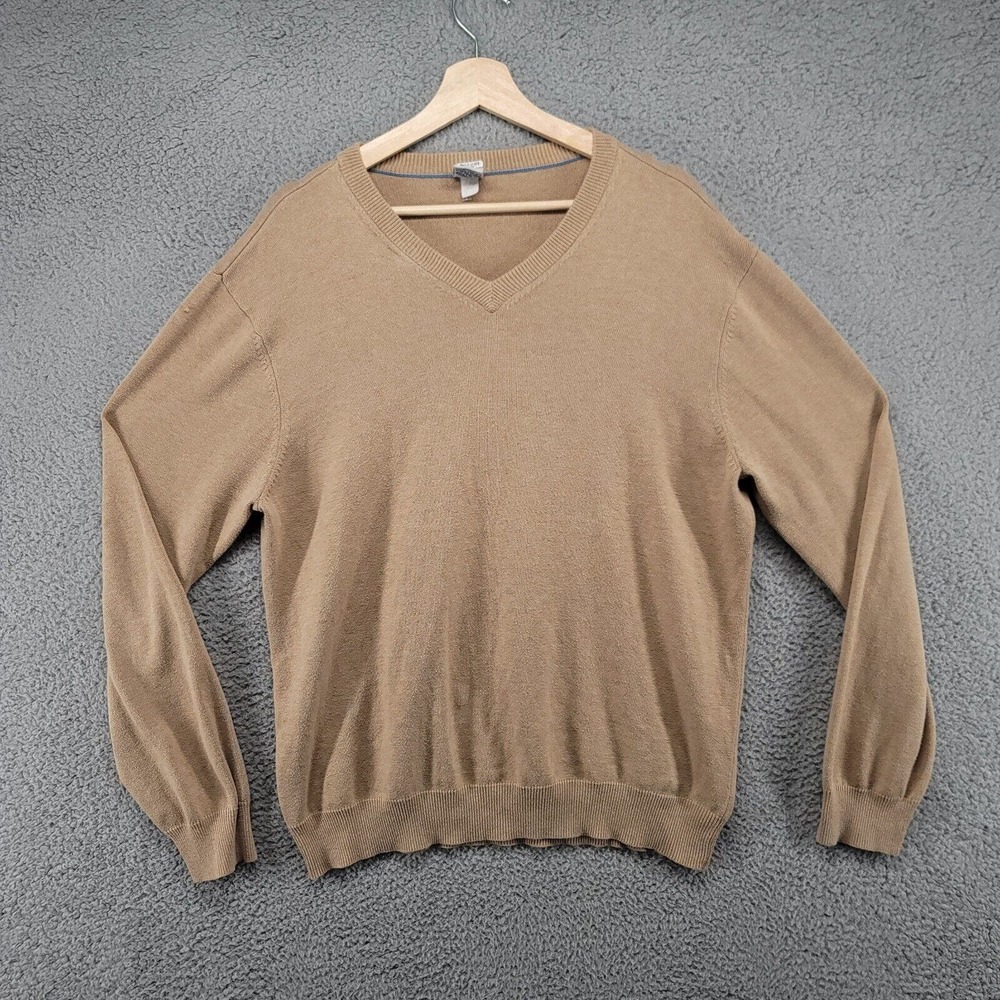 Old Navy Sweater Mens XL Tan Long Sleeve V-neck Classic Preppy‎ Outdoors